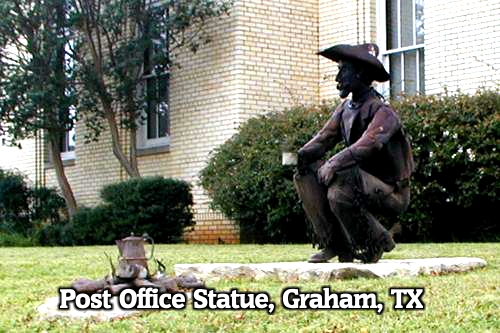 cowboy statue outside Old Post Office Art Museum